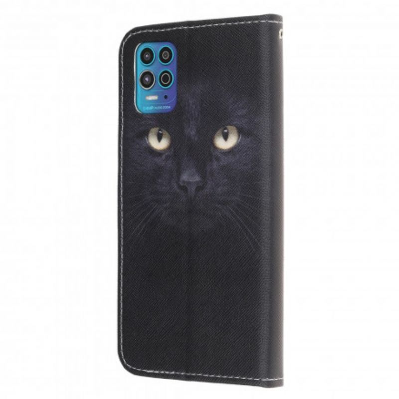 Flipové Pouzdro Na Moto G100 Černá Tanga Kočičí Oči