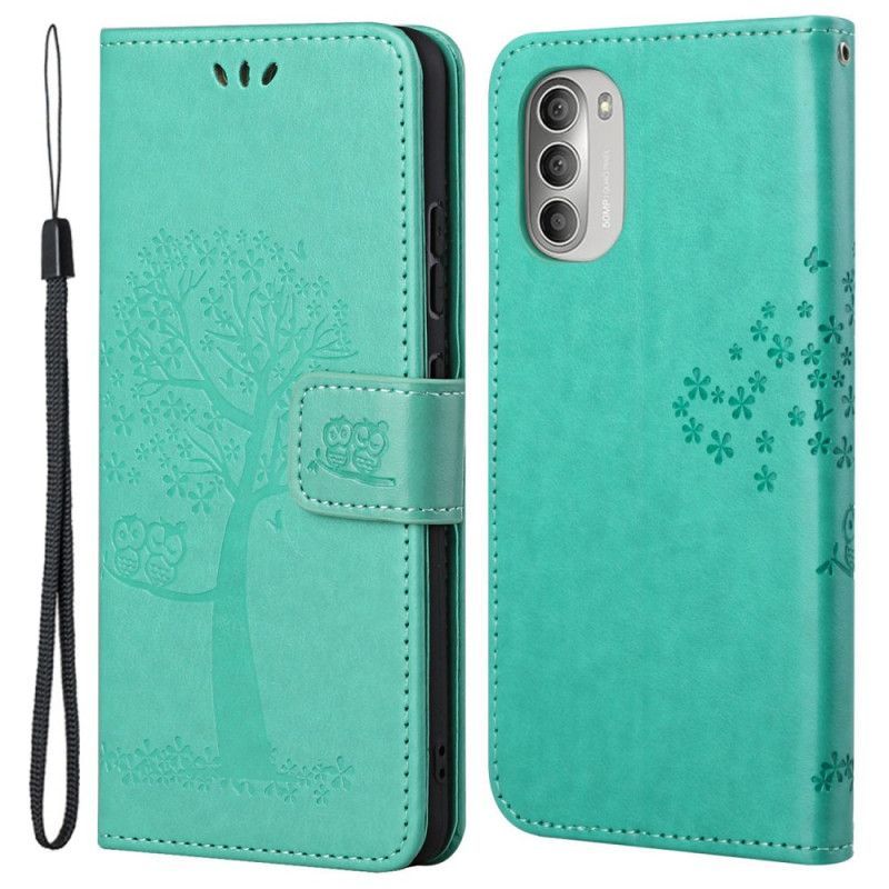 Flipové Pouzdro Na Moto G51 5G Na Lana Tanga Strom A Sovy