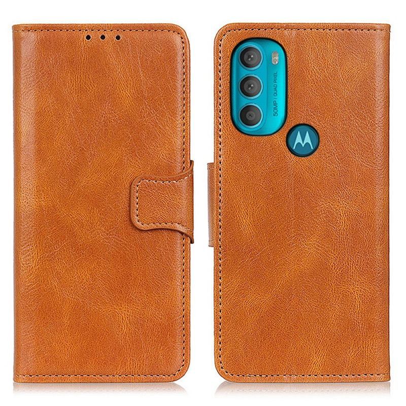 Flipové Pouzdro Na Moto G71 5G Oboustranná Spona S Koženým Efektem