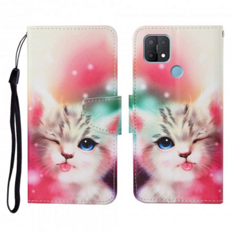 Flipové Pouzdro Na Oppo A15 Příběhy Pro Kočky Se Šňůrkou