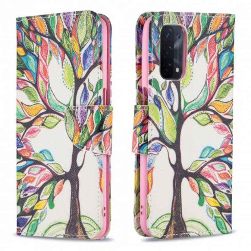 Flipové Pouzdro Na Oppo A54 5g / A74 5g Barevný Strom