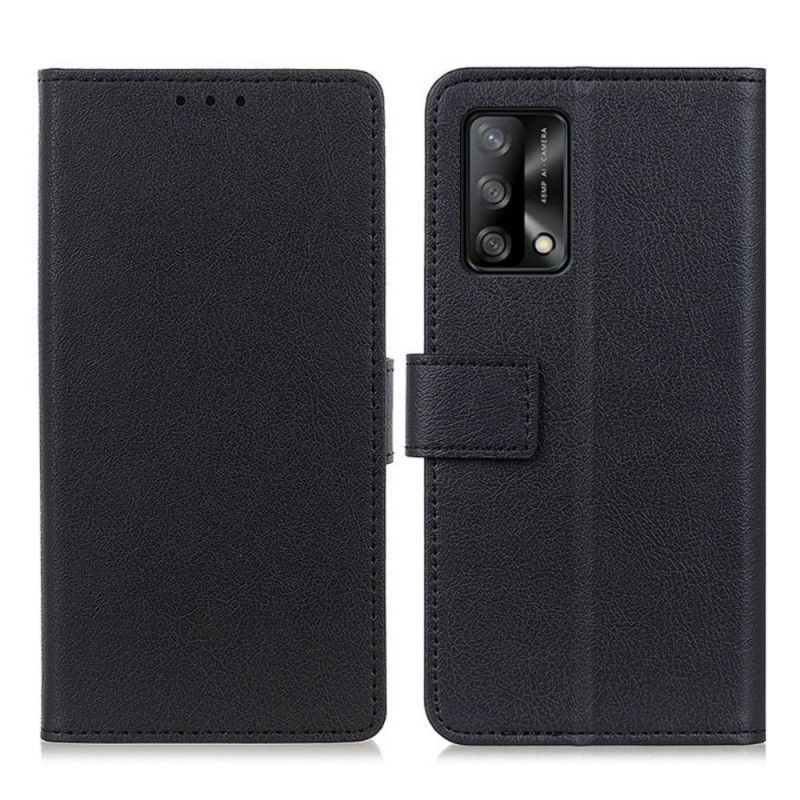 Flipové Pouzdro Na Oppo A74 4g Jednoduchý Lesklý Kožený Efekt