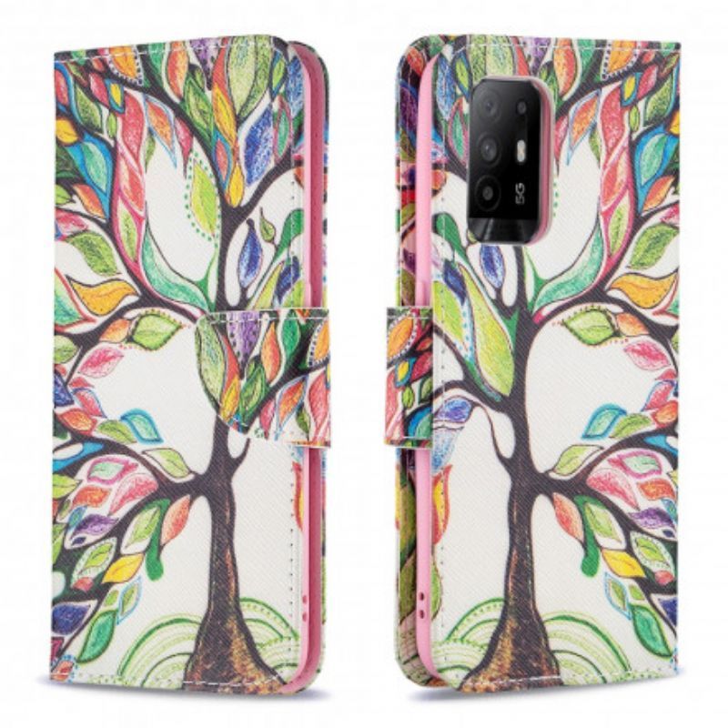 Flipové Pouzdro Na Oppo A94 5g Barevný Strom