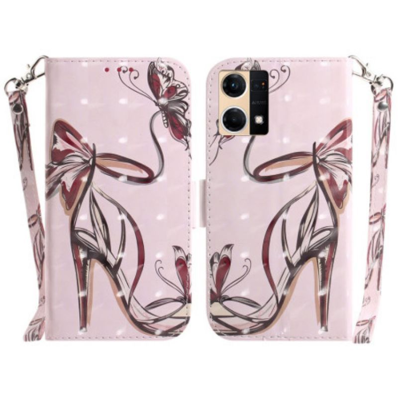 Flipové Pouzdro Na Oppo Reno 7 Na Lana Strappy Pumpa