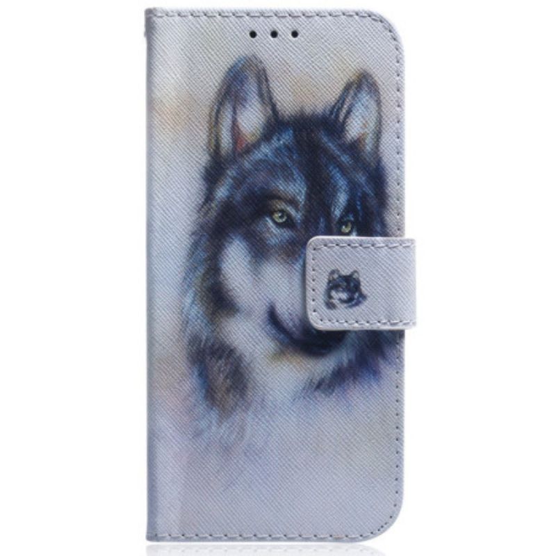 Flipové Pouzdro Na Oppo Reno 8 Pro Na Lana Strappy Akvarelový Pes