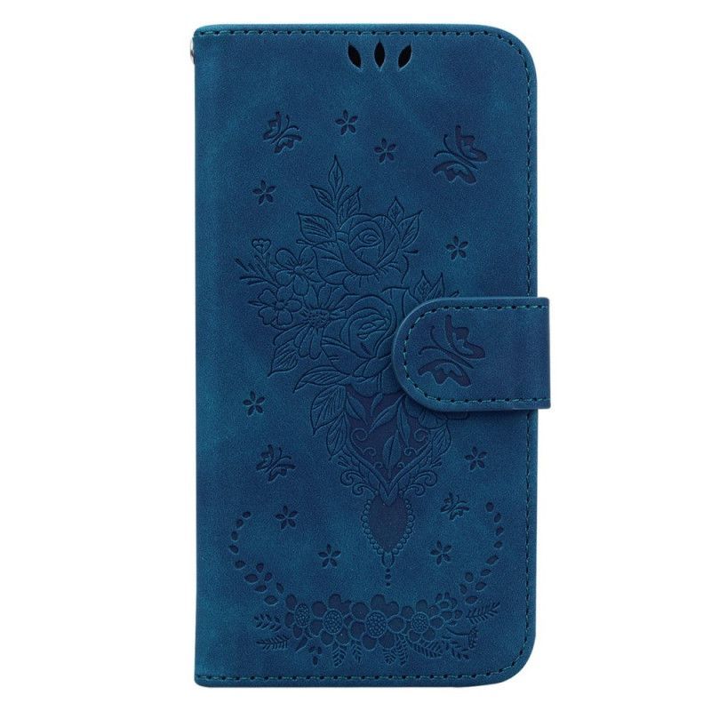 Flipové Pouzdro Na Oppo Reno 8 Pro Na Lana Strappy Růže A Motýli