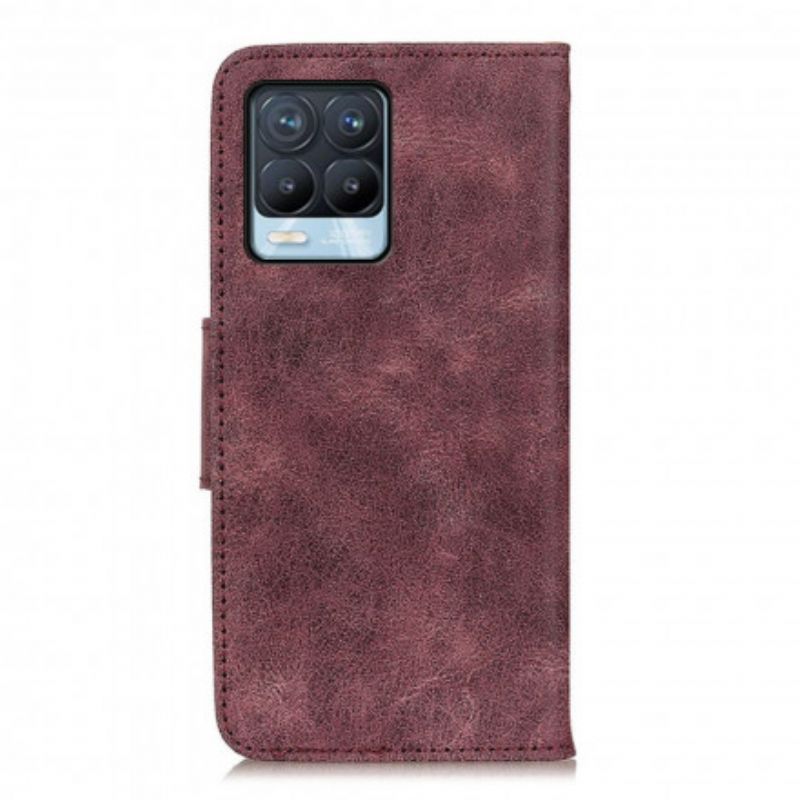 Flipové Pouzdro Na Realme 8 / 8 Pro Stará Štípaná Kůže