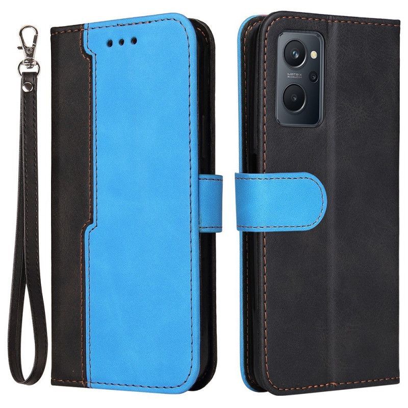 Flipové Pouzdro Na Realme 9i Na Lana Dvoubarevný Pásek