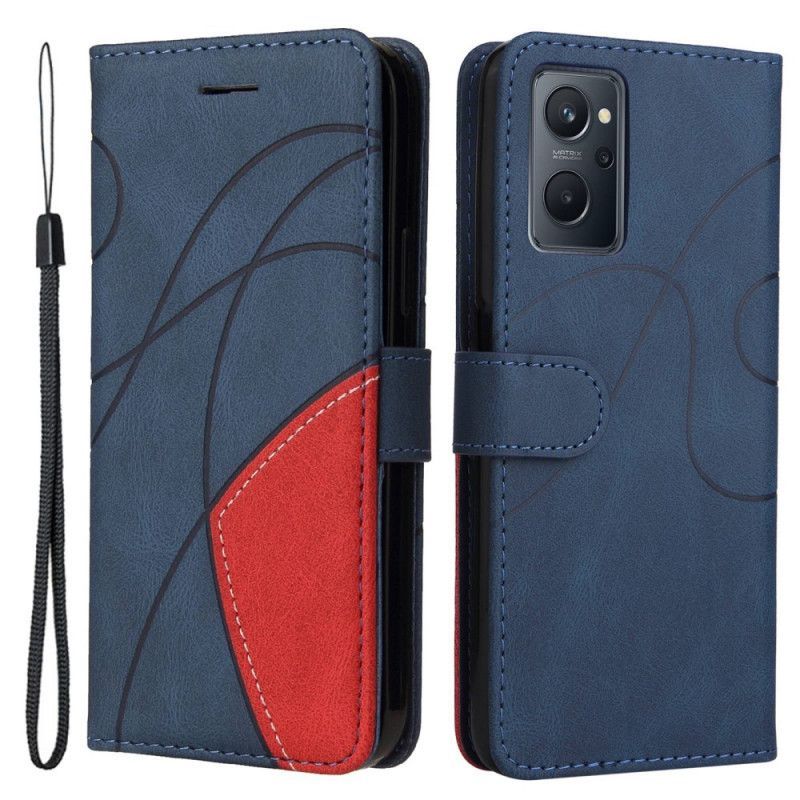 Flipové Pouzdro Na Realme 9i Pásek S Lemovaným Vzorem