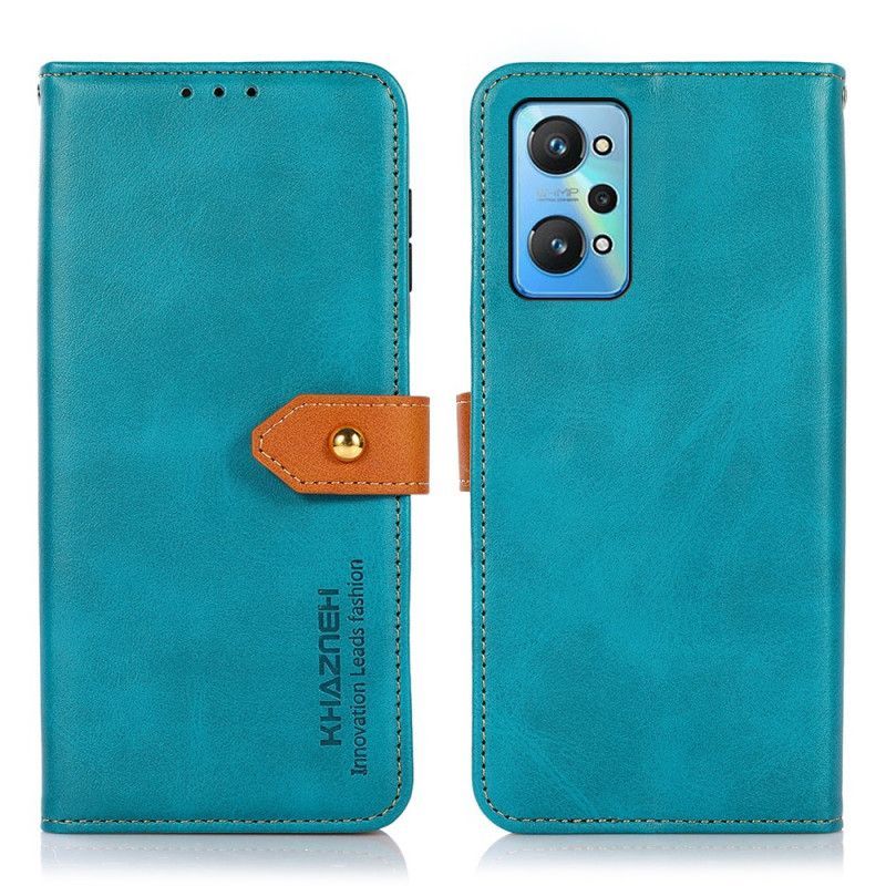 Flipové Pouzdro Na Realme GT Neo 3T / Neo 2 Dvoubarevná Zlatá Spona Khazneh