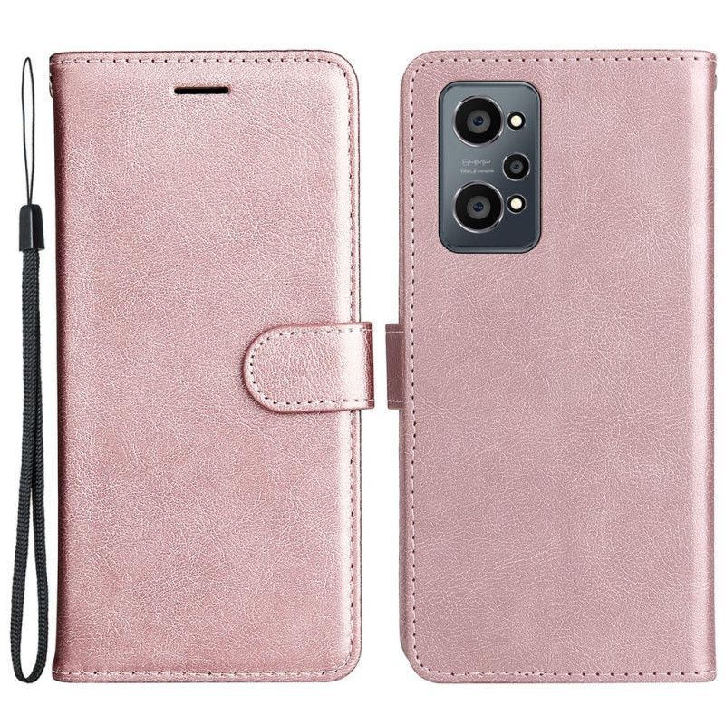 Flipové Pouzdro Na Realme GT Neo 3T / Neo 2 Na Lana Efekt Řemínkové Kůže