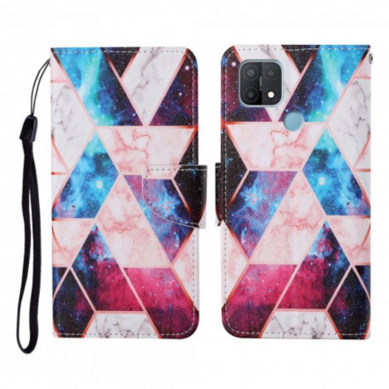 Flipové Pouzdro Oppo A15 Mramor S Popruhem