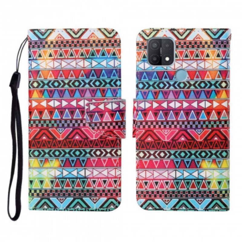 Flipové Pouzdro Oppo A15 Patchwork S Popruhem