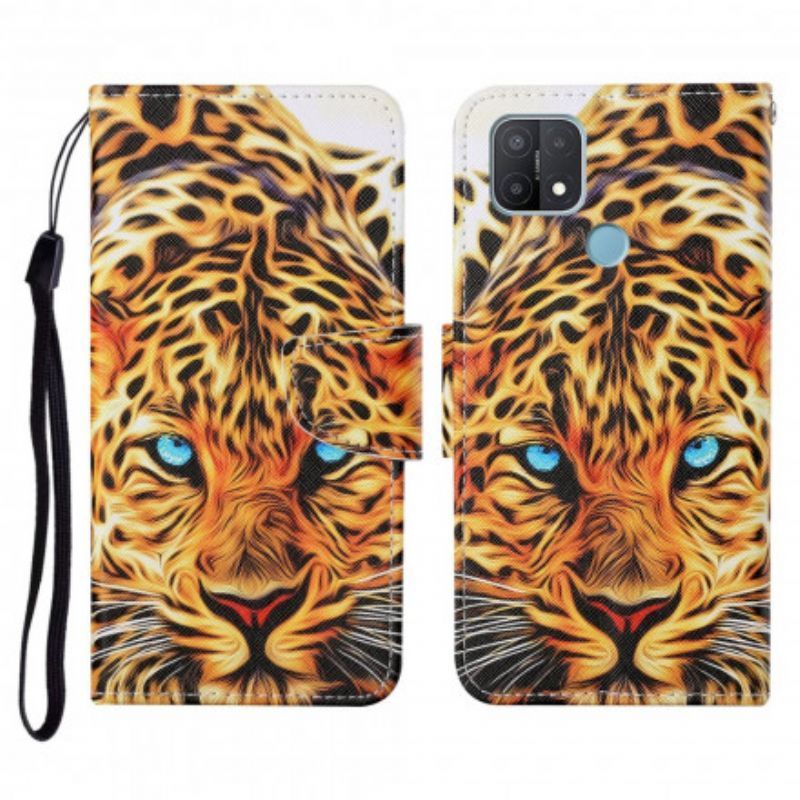 Flipové Pouzdro Oppo A15 Tygr S Popruhem