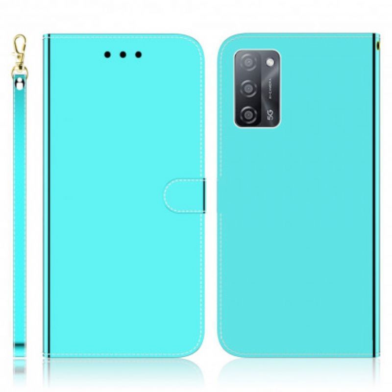 Flipové Pouzdro Oppo A54 5g / A74 5g Kryt Zrcátka Z Umělé Kůže