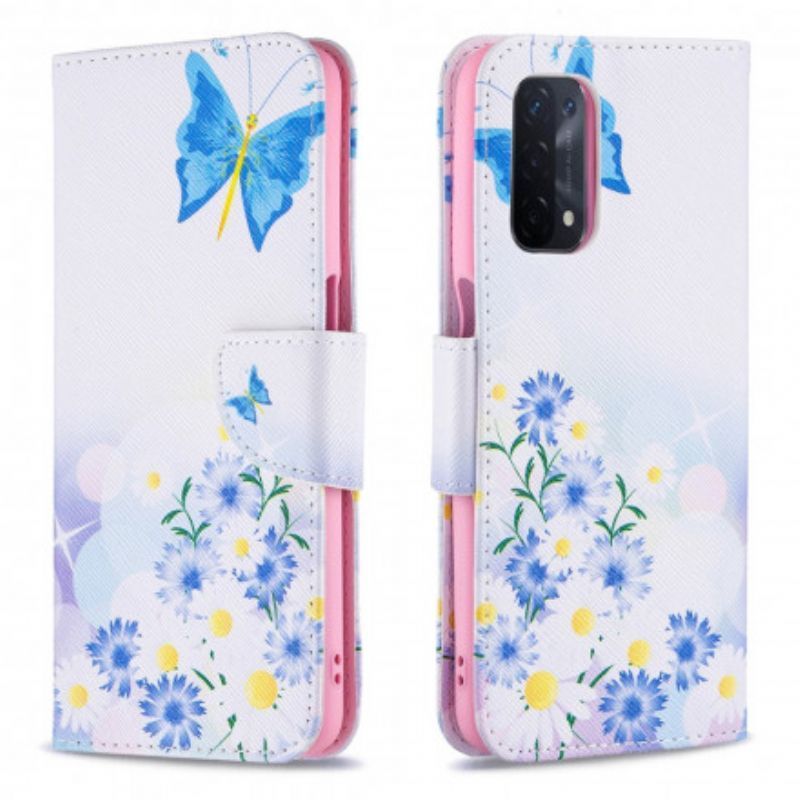 Flipové Pouzdro Oppo A54 5g / A74 5g Malovaní Motýli A Květiny