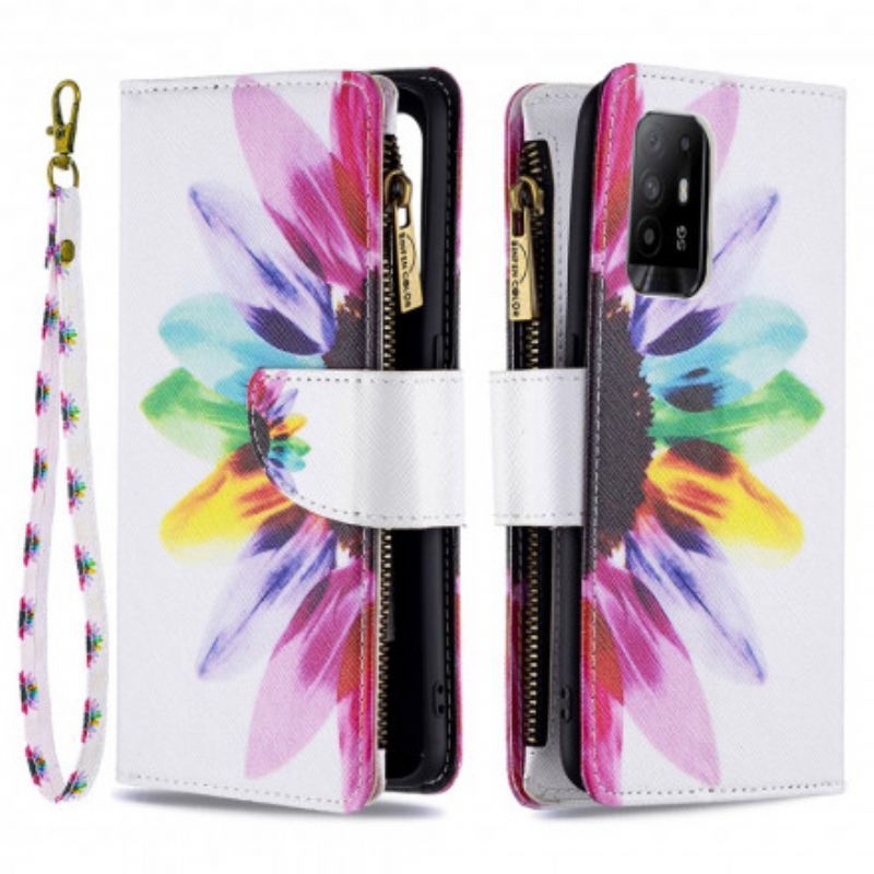 Flipové Pouzdro Oppo A94 5g Květinová Kapsa Na Zip
