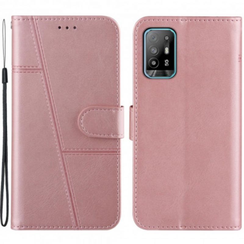 Flipové Pouzdro Oppo A94 5g Pásek S Efektem Geo Kůže
