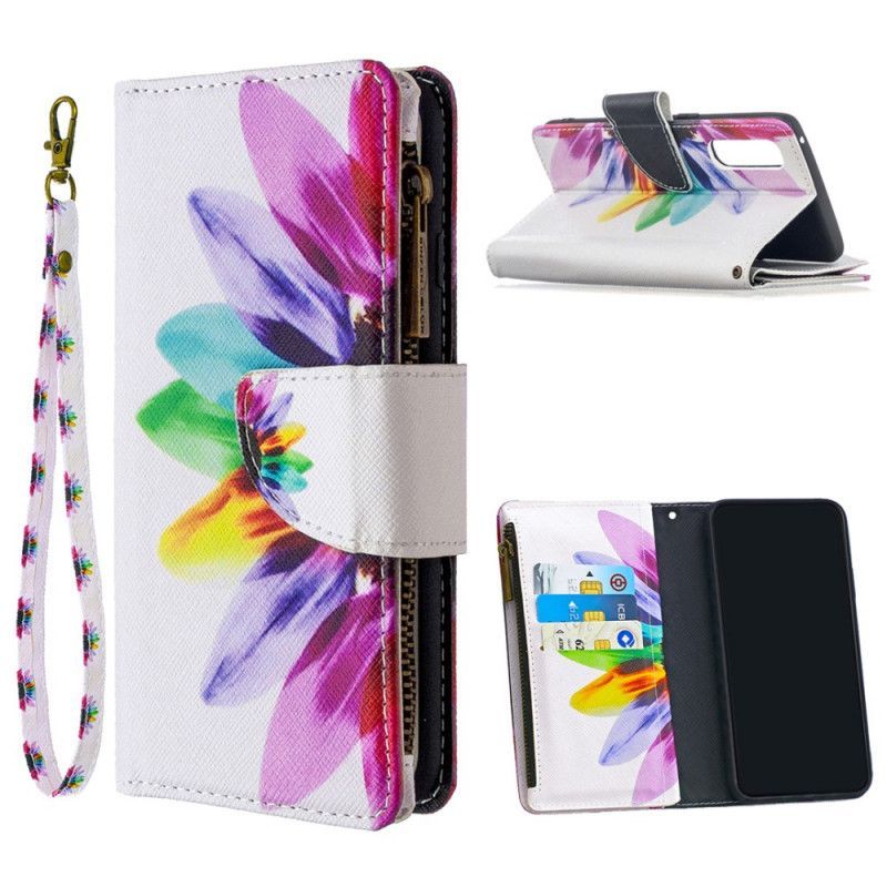 Flipové Pouzdro Oppo Find X2 Neo Květinová Kapsa Na Zip