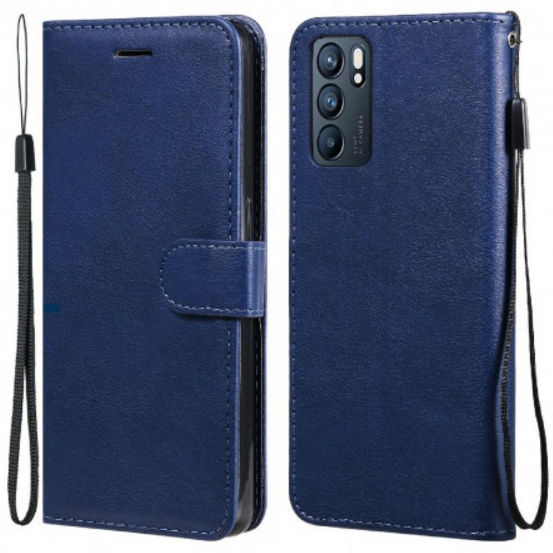 Flipové Pouzdro Oppo Reno 6 5g Jednobarevná Série S Páskem