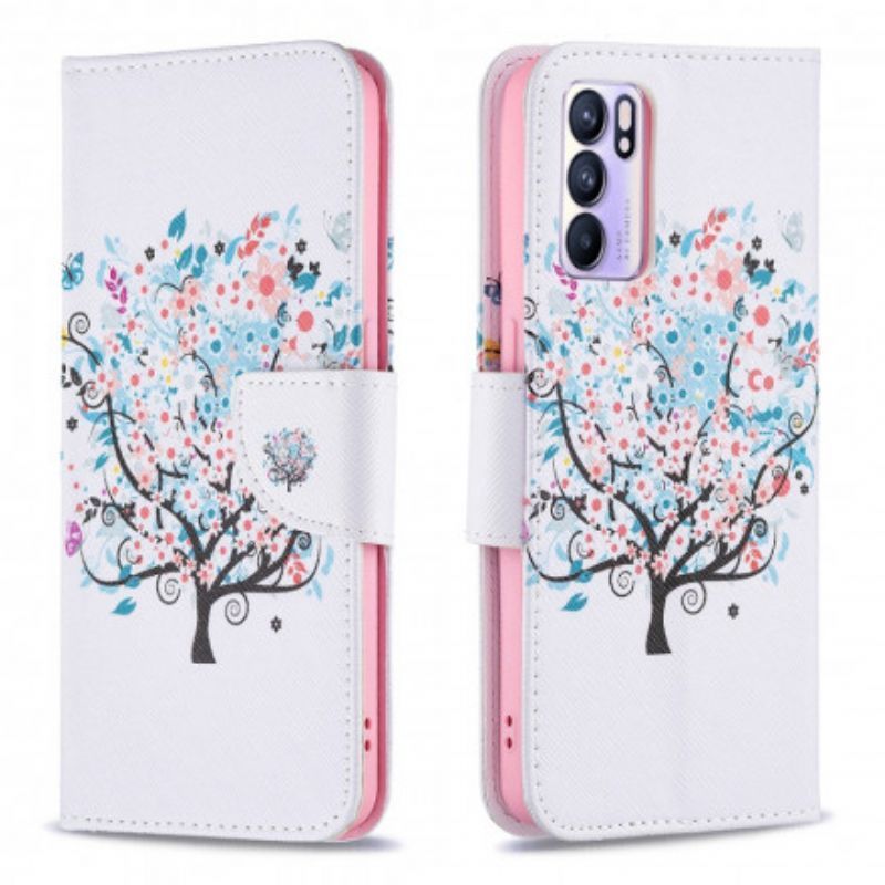 Flipové Pouzdro Oppo Reno 6 5g Rozkvetlý Strom