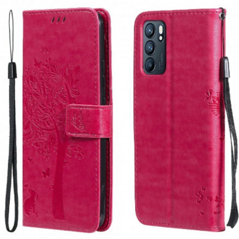 Flipové Pouzdro Oppo Reno 6 5g Strom A Tanga Kočka