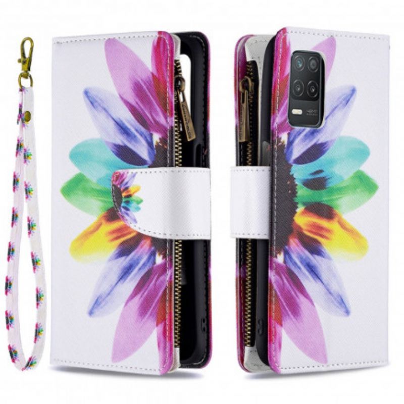 Flipové Pouzdro Realme 8 5g Květinová Kapsa Na Zip