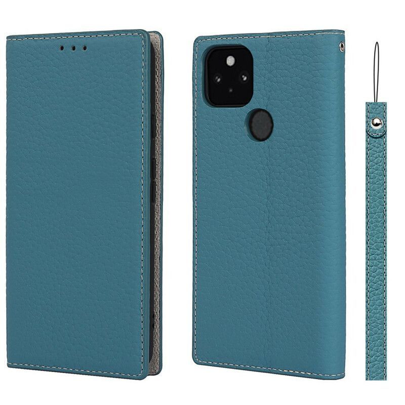 Kožené Pouzdro Folio Google Pixel 5a 5g Řemínek Z Pravé Liči