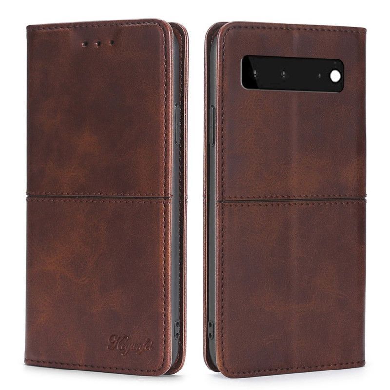 Kožené Pouzdro Folio Google Pixel 6 Kožený Šev