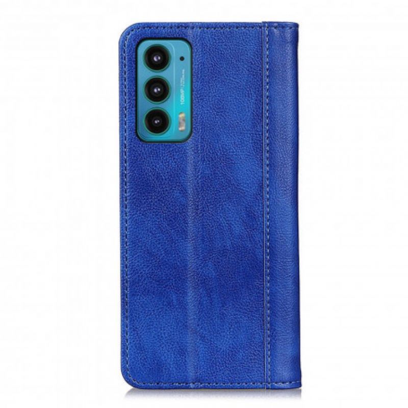 Kožené Pouzdro Folio Motorola Edge 20 Litchi Verze Ze Štípenky