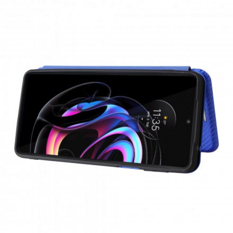 Kožené Pouzdro Folio Motorola Edge 20 Pro Barevný Karbonový Silikon