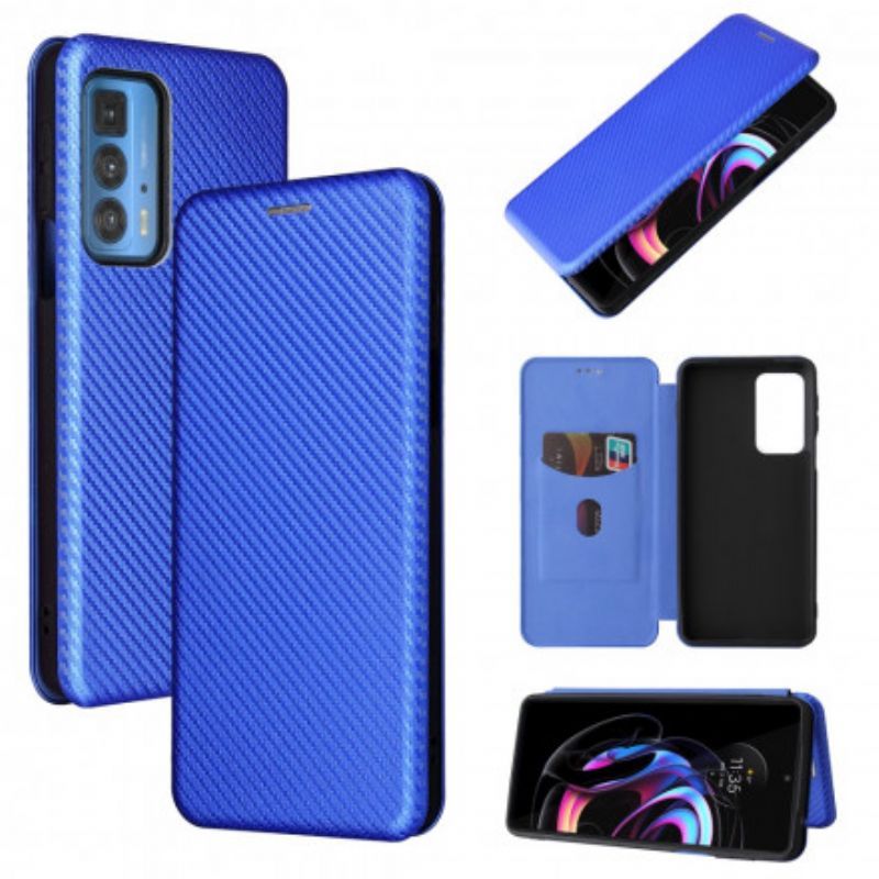 Kožené Pouzdro Folio Motorola Edge 20 Pro Barevný Karbonový Silikon