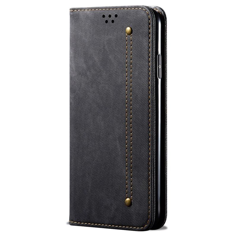 Kožené Pouzdro Folio Motorola Edge 50 Fusion Džínová Tkanina