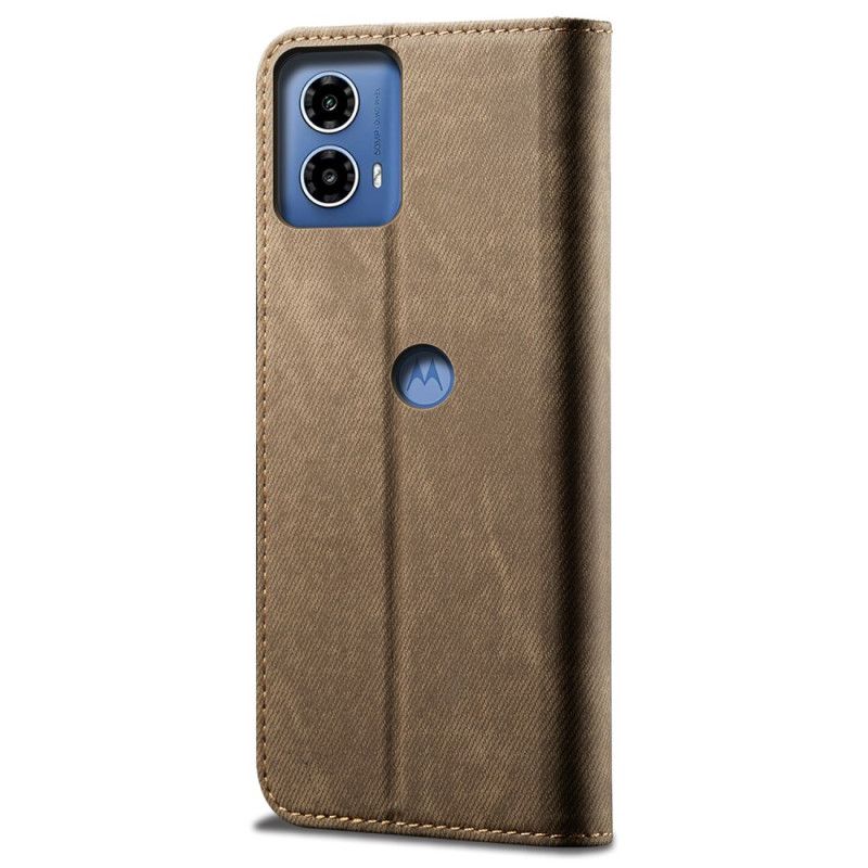 Kožené Pouzdro Folio Motorola Edge 50 Fusion Džínová Tkanina