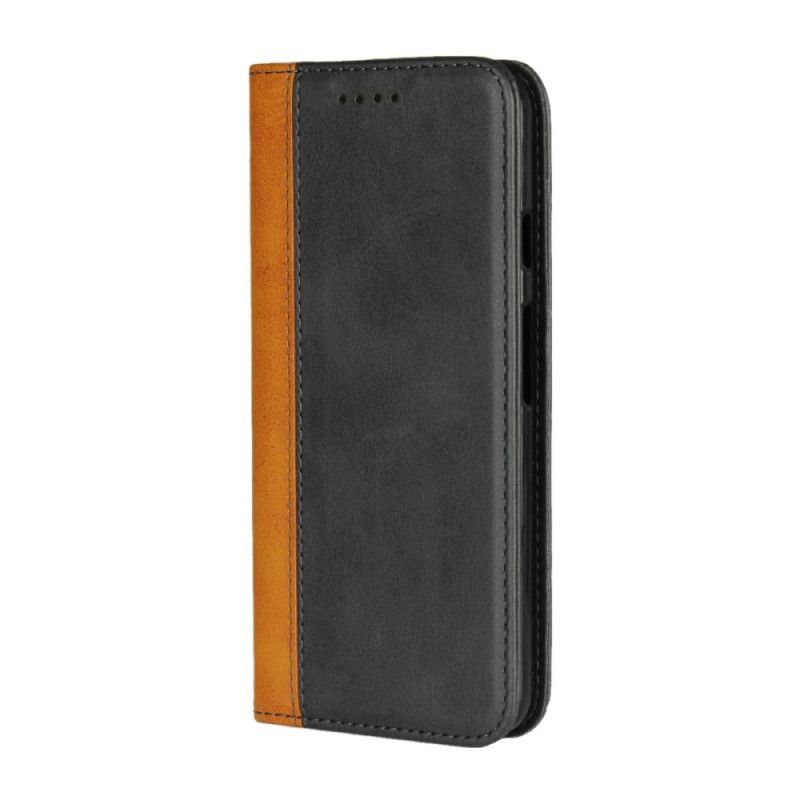 Kožené Pouzdro Folio Na Google Pixel 3 Dvoubarevný Kožený Efekt