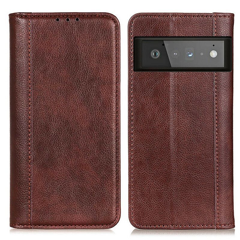 Kožené Pouzdro Folio Na Google Pixel 6 Pro Barevná Verze Štípané Kůže