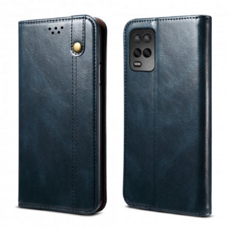 Kožené Pouzdro Folio Na Oppo A54 5g / A74 5g Voskovaná Imitace Kůže
