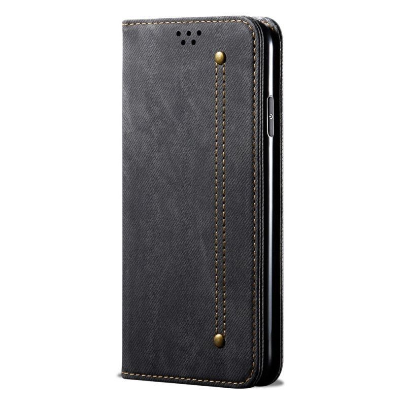 Kožené Pouzdro Folio Na Oppo Find X2 Pro Textura Džínů Z Umělé Kůže