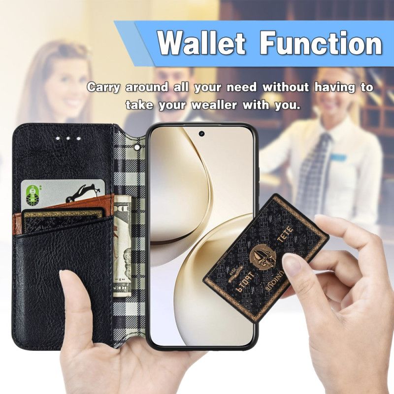 Kožené Pouzdro Folio Na Realme 14 Pro 5g Semišový Efekt Diamantový Lem