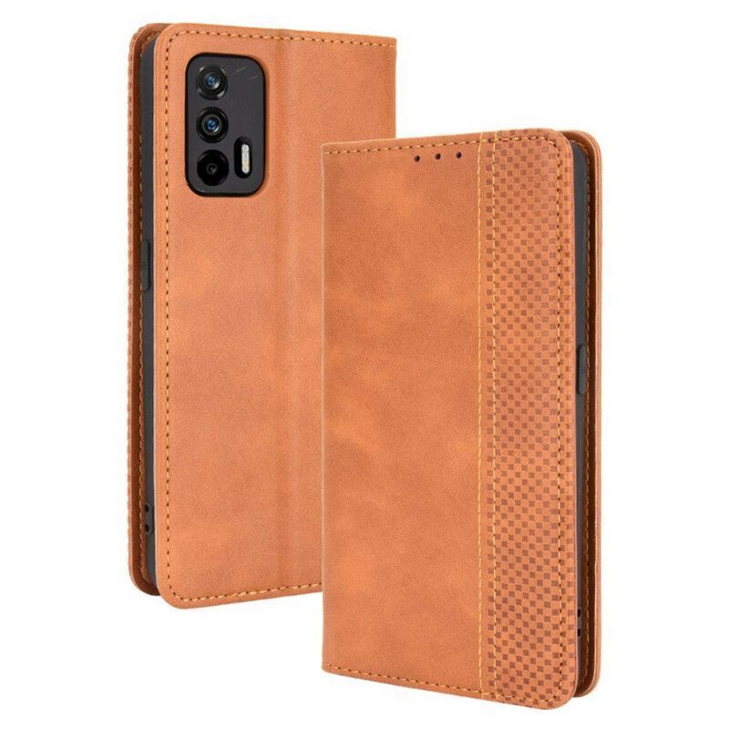 Kožené Pouzdro Folio Na Realme Gt 5g Stylizovaný Vintage Kožený Efekt