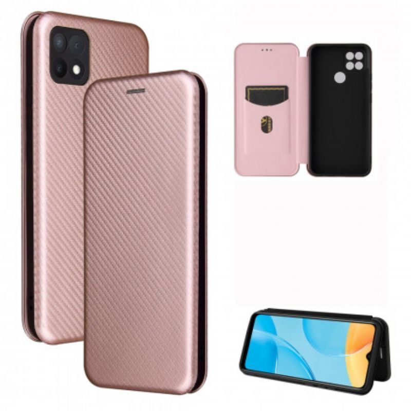 Kožené Pouzdro Folio Oppo A15 Barevný Karbonový Silikon