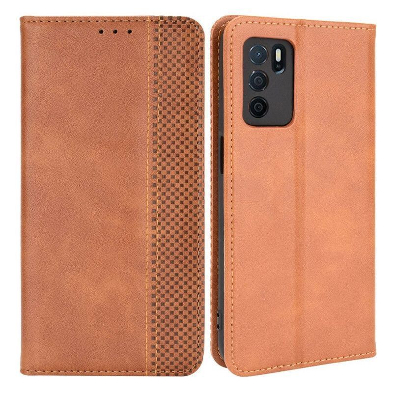 Kožené Pouzdro Folio Oppo A16 / A16s Stylizovaný Vintage Kožený Efekt