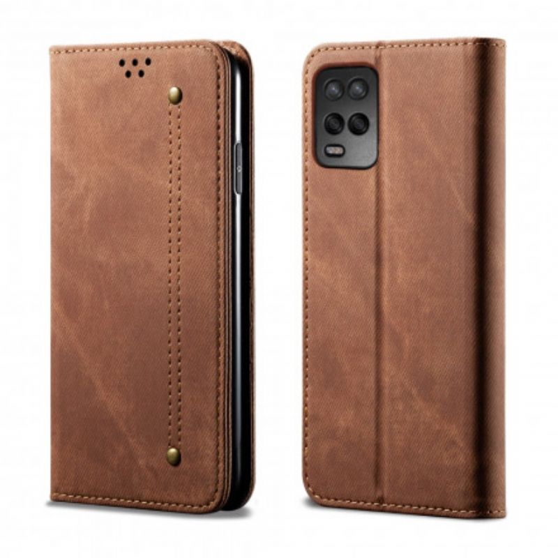 Kožené Pouzdro Folio Oppo A54 5g / A74 5g Džínová Látka