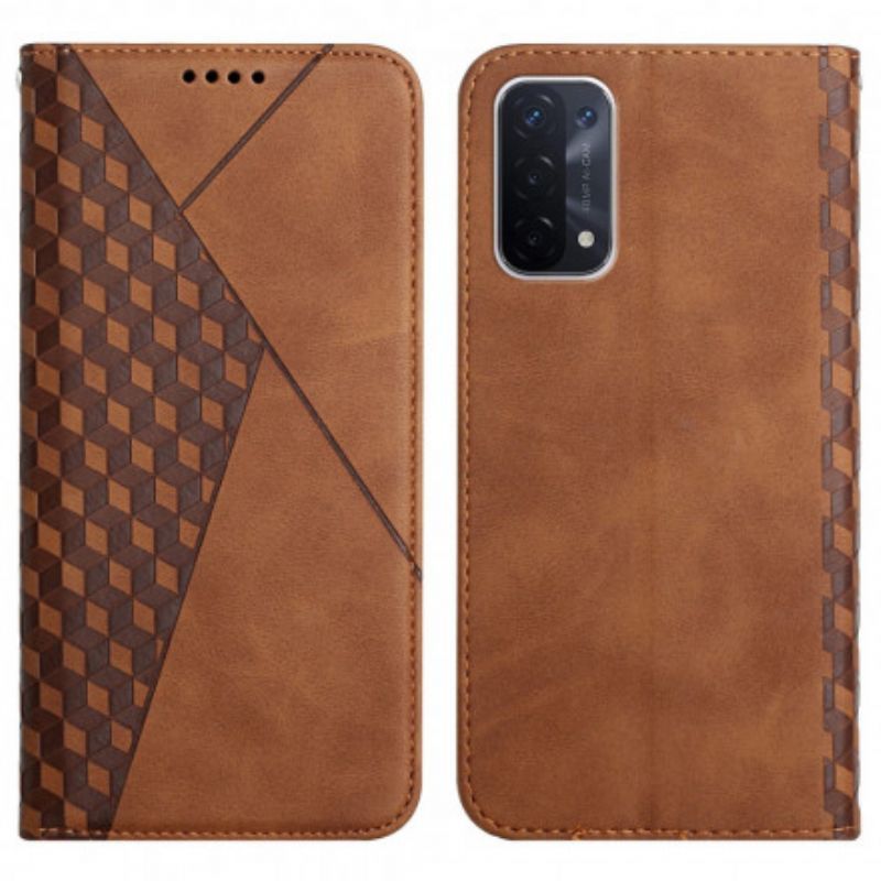 Kožené Pouzdro Folio Oppo A54 5g / A74 5g Krychlový Styl Na Dotek