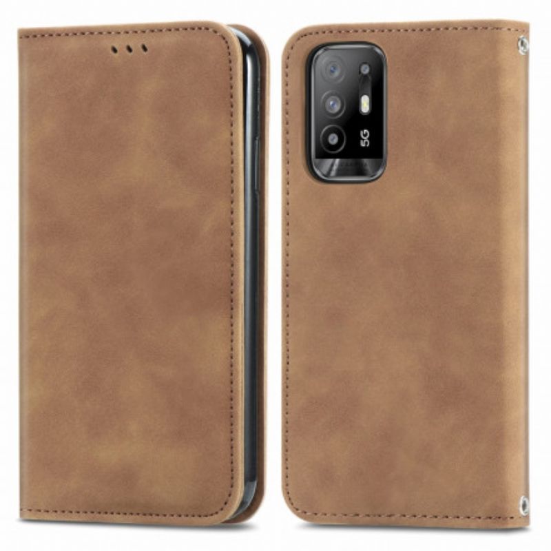 Kožené Pouzdro Folio Oppo A94 5g Dotek Pokožky