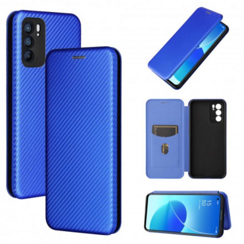 Kožené Pouzdro Folio Oppo Reno 6 5g Barevný Karbonový Silikon