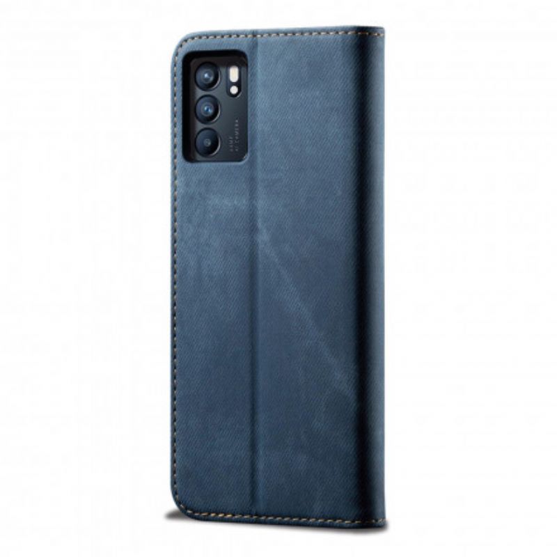 Kožené Pouzdro Folio Oppo Reno 6 5g Džínová Látka