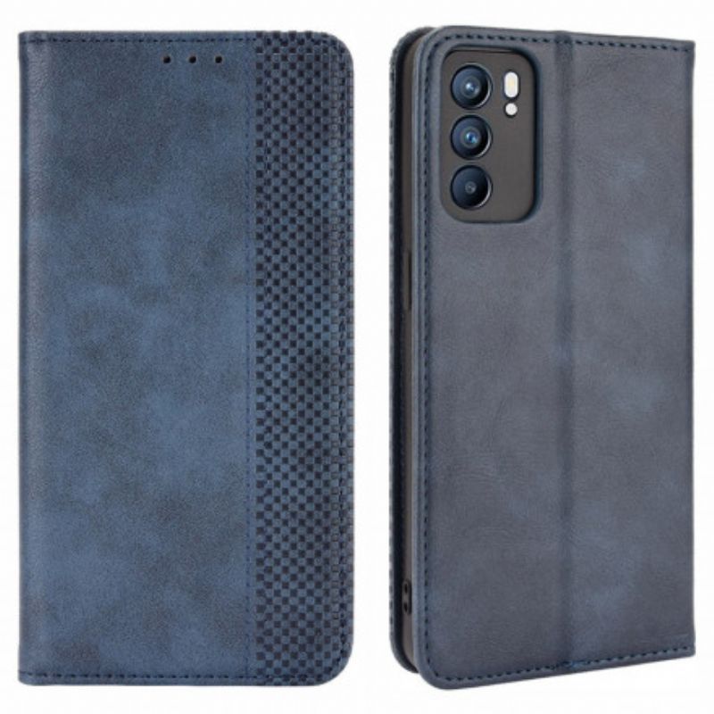 Kožené Pouzdro Folio Oppo Reno 6 5g Stylizovaný Vintage Kožený Efekt