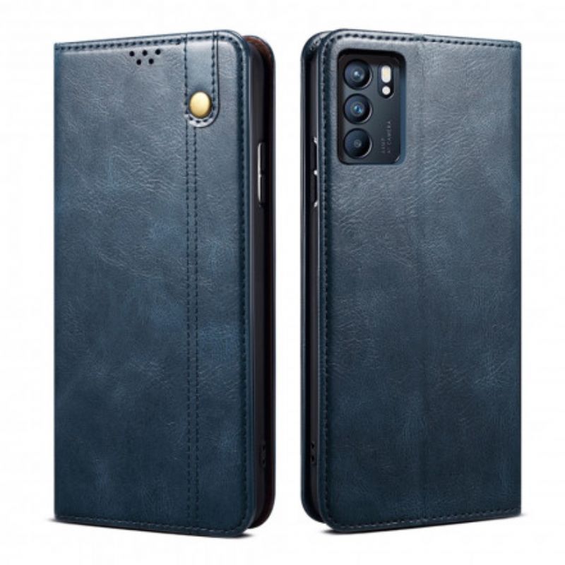 Kožené Pouzdro Folio Oppo Reno 6 5g Voskovaná Imitace Kůže