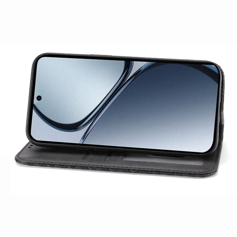 Kožené Pouzdro Folio Realme 14 Pro 5g Texturovaný Design S Karabinkou